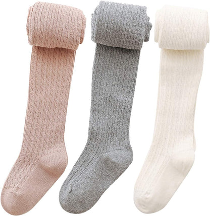 Baby Girls Tights Cable Knit Leggings Stockings 3 Pack Pantyhose Infants Toddlers 2-10T…